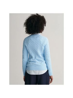 Sweter z dekoltem w serek Gant niebieski
