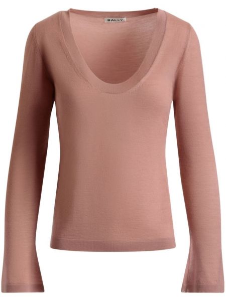 Кашмирен пуловер Bally розово