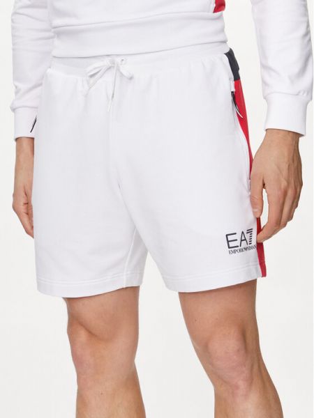 Pantaloni scurți de sport Ea7 Emporio Armani alb