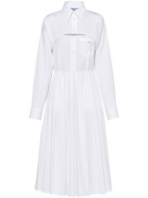 Sukienka koszulowa plisowana Prada biała