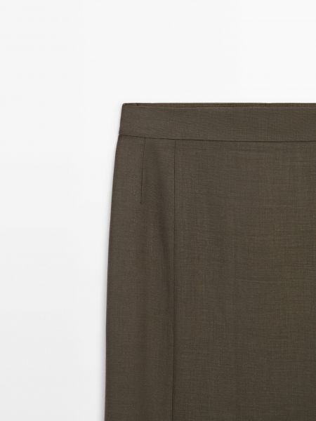 Атласная юбка Massimo Dutti коричневая