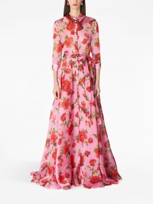Raštuotas suknele kokteiline Carolina Herrera rožinė