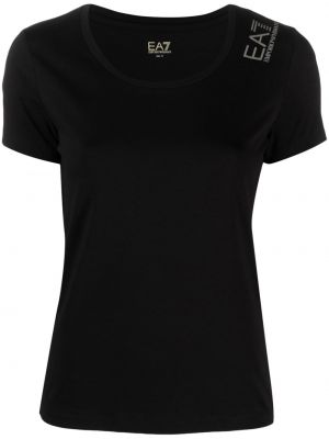 Тениска с принт с кръгло деколте Ea7 Emporio Armani черно