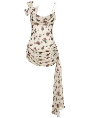 Svilena mini haljina s mašnom s printom Alessandra Rich