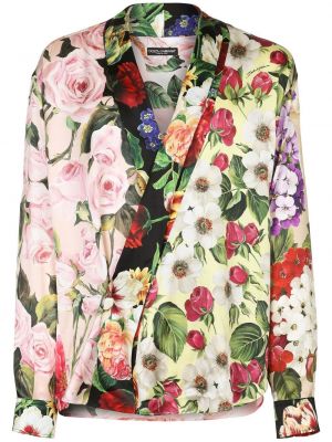 Trykt floral silke skjorte Dolce & Gabbana rosa