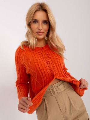 Dūnu džemperis ar pogām Fashionhunters oranžs