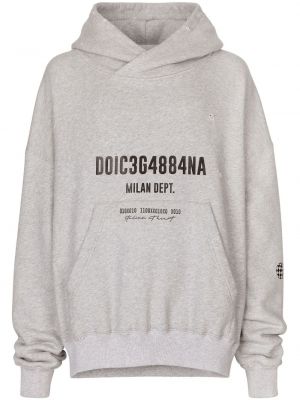Pamučna hoodie s kapuljačom s printom Dolce & Gabbana siva