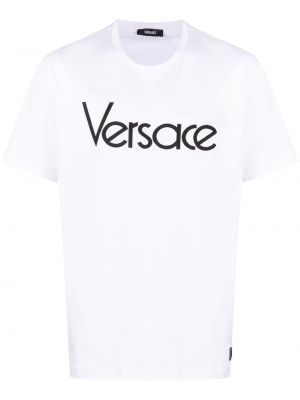 Tricou cu broderie din bumbac Versace