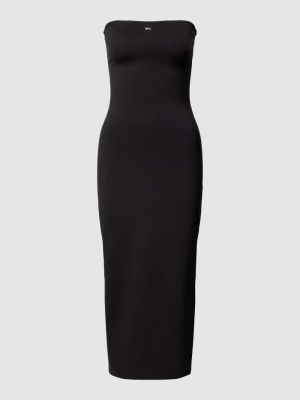 Sukienka midi z wiskozy w jednolitym kolorze Tommy Jeans czarna