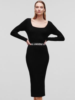 Πλεκτή φόρεμα Karl Lagerfeld μαύρο