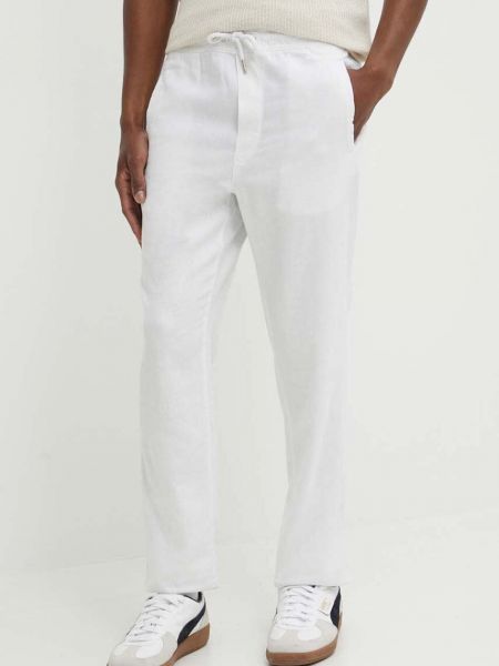 Lniane proste spodnie !solid białe