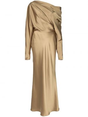 Satynowa sukienka wieczorowa Amsale złota