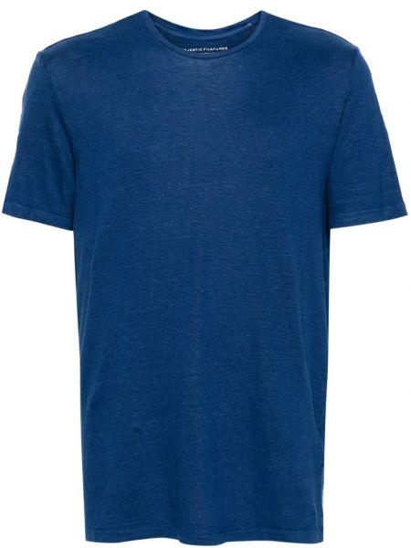 T-shirt en lin à motif mélangé Majestic Filatures bleu