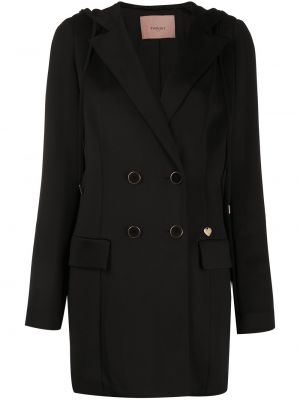 Abrigo con capucha Twinset negro