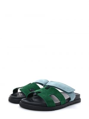 Zomšinės sandalai Hermès Pre-owned žalia