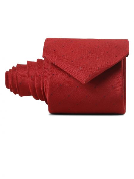 Jedwabny krawat w grochy Andrew James czerwony