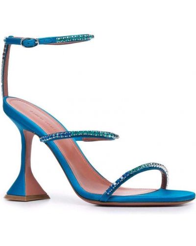 Sandalias de raso Amina Muaddi azul