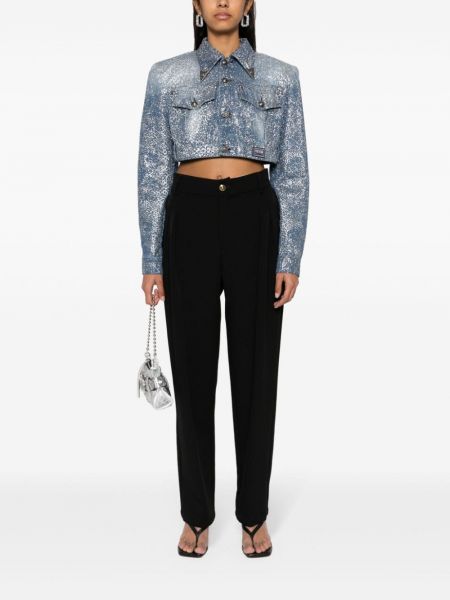 Plisseeritud laia lõikega püksid Versace Jeans Couture must