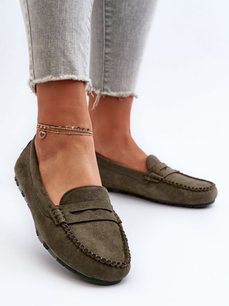 Pantofi loafer din piele de căprioară Kesi verde