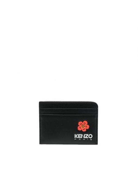 Czarny portfel w kwiatki Kenzo