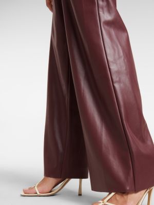 Spodnie skórzane relaxed fit ze skóry ekologicznej Deveaux New York czerwone