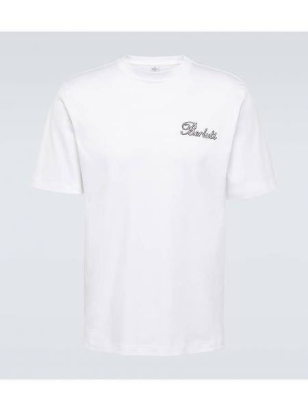 Βαμβακερή μπλούζα με κέντημα από ζέρσεϋ Berluti λευκό