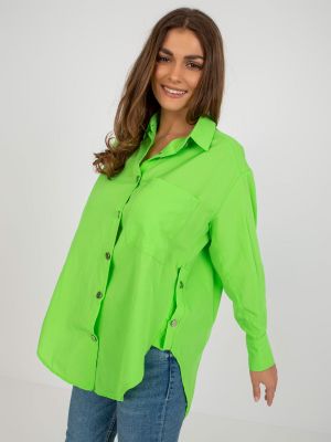 Риза с джобове Fashionhunters зелено