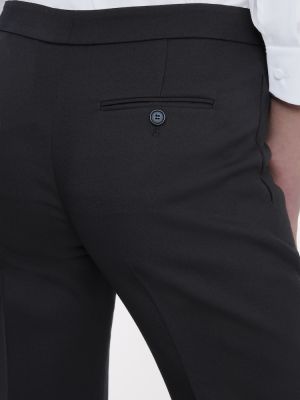 Vlněné rovné kalhoty s vysokým pasem Alexander Mcqueen černé