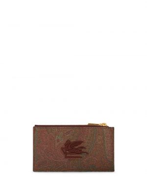 Žakárová kožená peňaženka s výšivkou Etro