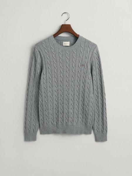Меланжевый пуловер Gant серый