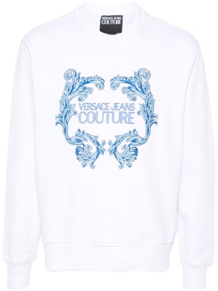 Raštuotas medvilninis džemperis Versace Jeans Couture balta
