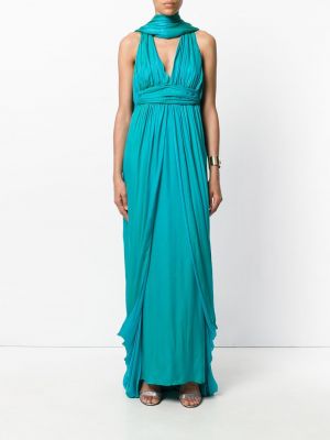 Kleid mit plisseefalten Hermès blau