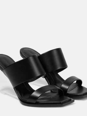 Kožené sandály na klínovém podpatku Alexander Mcqueen černé