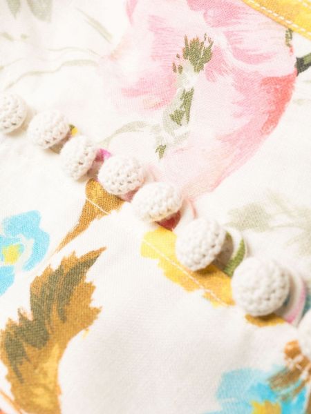 Mini-abito di lino a fiori con stampa Zimmermann bianco