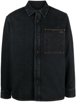 Rifľová košeľa s výšivkou A.p.c. čierna