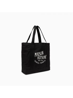 Shopperka w jednolitym kolorze z nadrukiem Maison Kitsune czarna