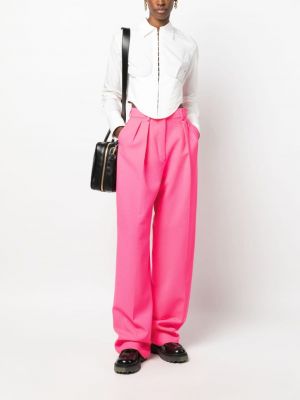 Kalhoty relaxed fit Sportmax růžové