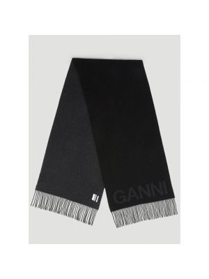 Bufanda con flecos de lana Ganni negro