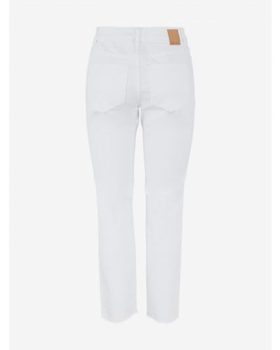 Straight fit džíny Pieces bílé