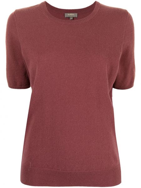 Kaschmir t-shirt mit rundem ausschnitt N.peal pink