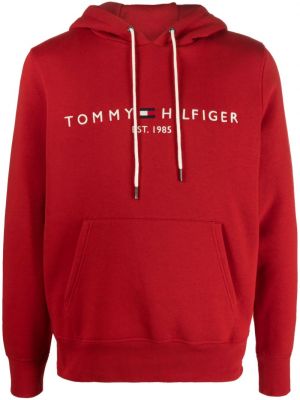 Haftowana bluza z kapturem Tommy Hilfiger czerwona