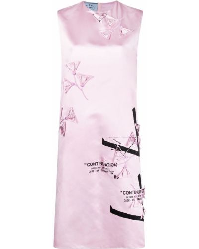 Vestido de tubo ajustado con estampado Prada rosa