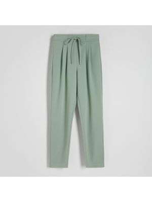 Jednobarevné kalhoty Reserved zelené