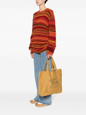 Shopper handtasche mit print Maison Kitsuné gelb
