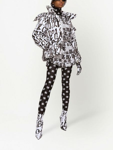 Klasická prošívaná bunda na zip s kapucí Dolce & Gabbana - bílá