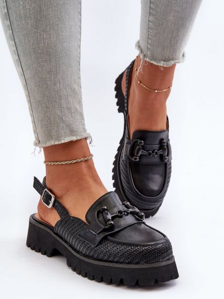 Sandály na podpatku na plochém podpatku Kesi černé