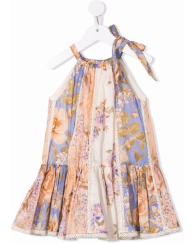 Trykt floral bomull dress for jenter Zimmermann Kids rosa