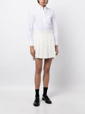 Mini spódniczka w paski plisowana Thom Browne biała