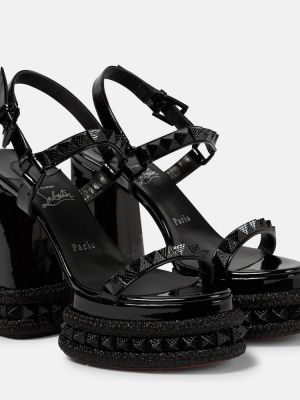 Lakirane usnjene sandali s platformo Christian Louboutin črna