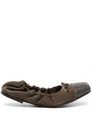 Usnjene nizki čevlji z biseri Brunello Cucinelli rjava